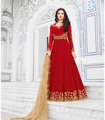 Women's Red Georgette Graceful Designer Suit