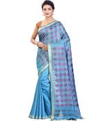 Sky Blue Women's Bhagalpuri Silk Saree With Blouse Piece