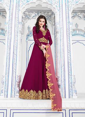 Women's Magenta Pink Georgette Amzing Designer Suit 1