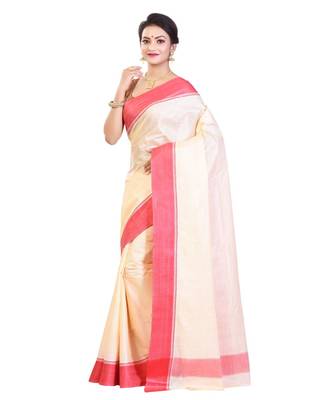 White Women's Bhagalpuri Silk Saree With Blouse Piece 2