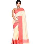 White Women's Bhagalpuri Silk Saree With Blouse Piece