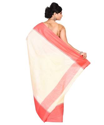 White Women's Bhagalpuri Silk Saree With Blouse Piece 3