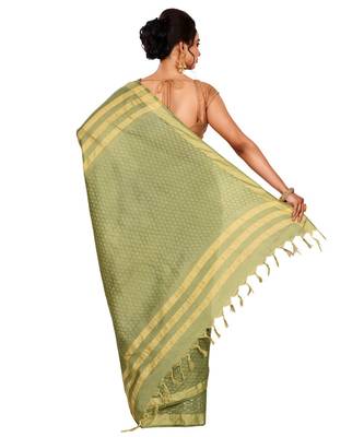 Green Women's Bhagalpuri Silk Saree With Blouse Piece 3