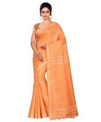 Orange Women's Bhagalpuri Silk Saree With Blouse Piece 1