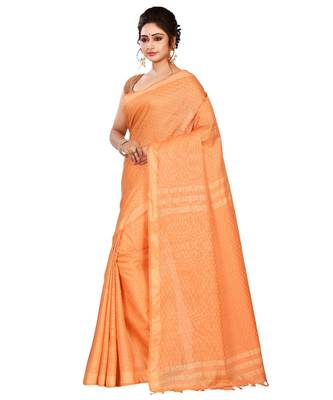 Orange Women's Bhagalpuri Silk Saree With Blouse Piece 2