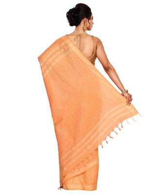 Orange Women's Bhagalpuri Silk Saree With Blouse Piece 3