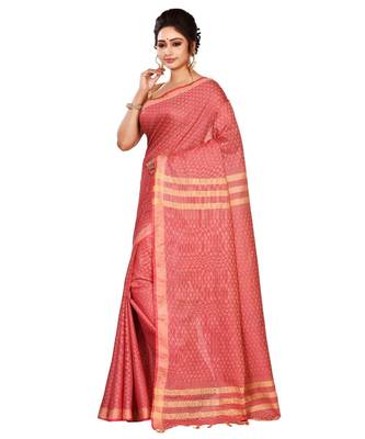 Brown Women's Bhagalpuri Silk Saree With Blouse Piece 2