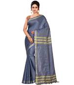 Blue Women's Bhagalpuri Silk Saree With Blouse Piece