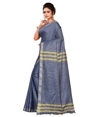 Blue Women's Bhagalpuri Silk Saree With Blouse Piece 2