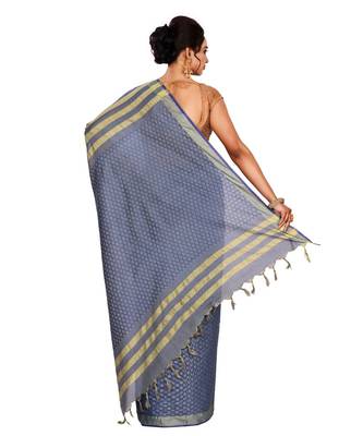 Blue Women's Bhagalpuri Silk Saree With Blouse Piece 3
