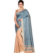 Blue Women's Bhagalpuri Silk Saree With Blouse Piece