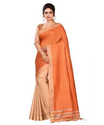 Maroon Women's Bhagalpuri Silk Saree With Blouse Piece 1