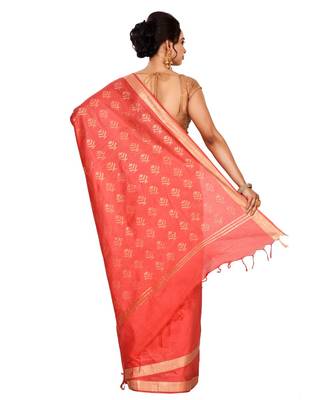 Red Women's Bhagalpuri Silk Saree With Blouse Piece 3