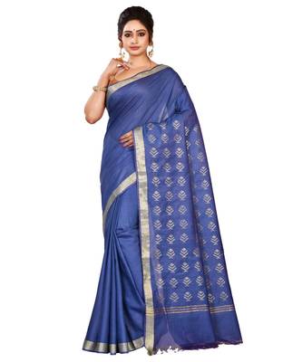 Blue Women's Bhagalpuri Silk Saree With Blouse Piece 1