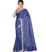 Blue Women's Bhagalpuri Silk Saree With Blouse Piece