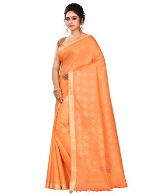 Orange Women's Bhagalpuri Silk Saree With Blouse Piece 2