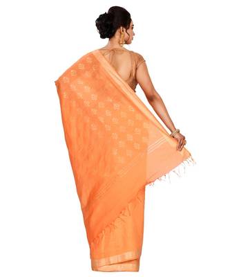 Orange Women's Bhagalpuri Silk Saree With Blouse Piece 3