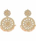 Gold Plated Kundan Chandbali Earrings For Women