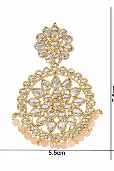 Gold Plated Kundan Chandbali Earrings For Women