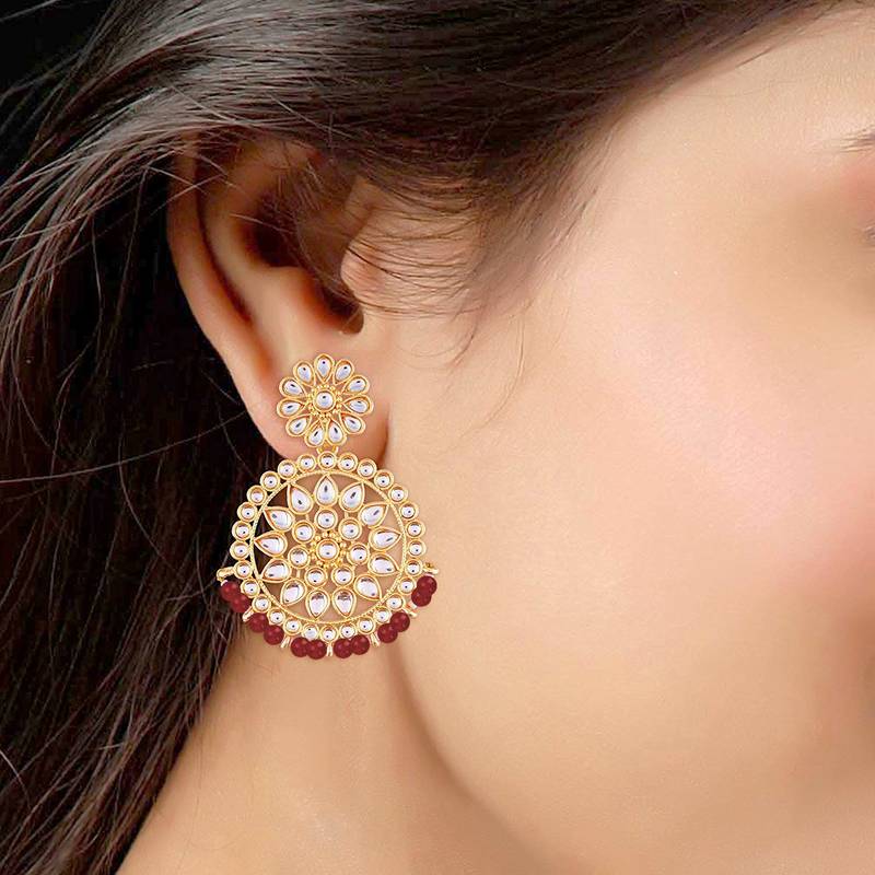 Kundan Chandbali Earrings For Women