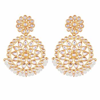 Gold Plated Kundan Chandbali Earrings For Women 1