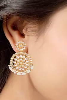 Gold Plated Kundan Chandbali Earrings For Women