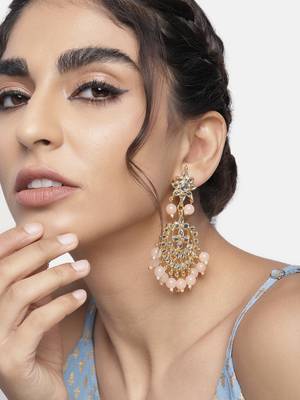 Traditional Gold Plated Kundan & Pearl Earrings For Women 1