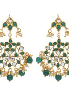 Traditional Gold Plated Pearl & Kundan Chandbali Earrings For Women