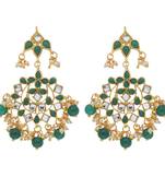 Traditional Gold Plated Pearl & Kundan Chandbali Earrings For Women