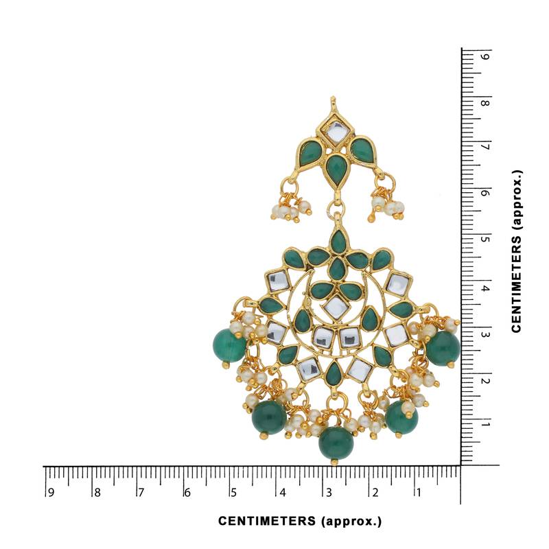Traditional Gold Plated Pearl & Kundan Chandbali Earrings For Women