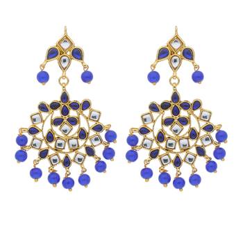 Traditional Gold Plated Pearl & Kundan Chandbali Earrings For Women 1