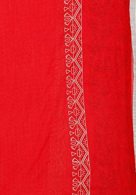 Women's Grey & Red Cotton Embroidered Unstitch Dress Material With Dupatta 6