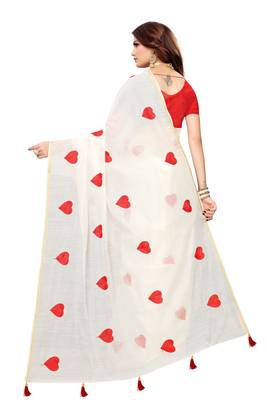 White embroidered chanderi saree with blouse 4
