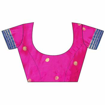 Pink printed cotton silk saree with blouse 5