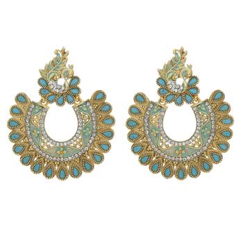 Traditional Gold Plated Meenakari & Stone Studded Chandbali Earrings For Women 1
