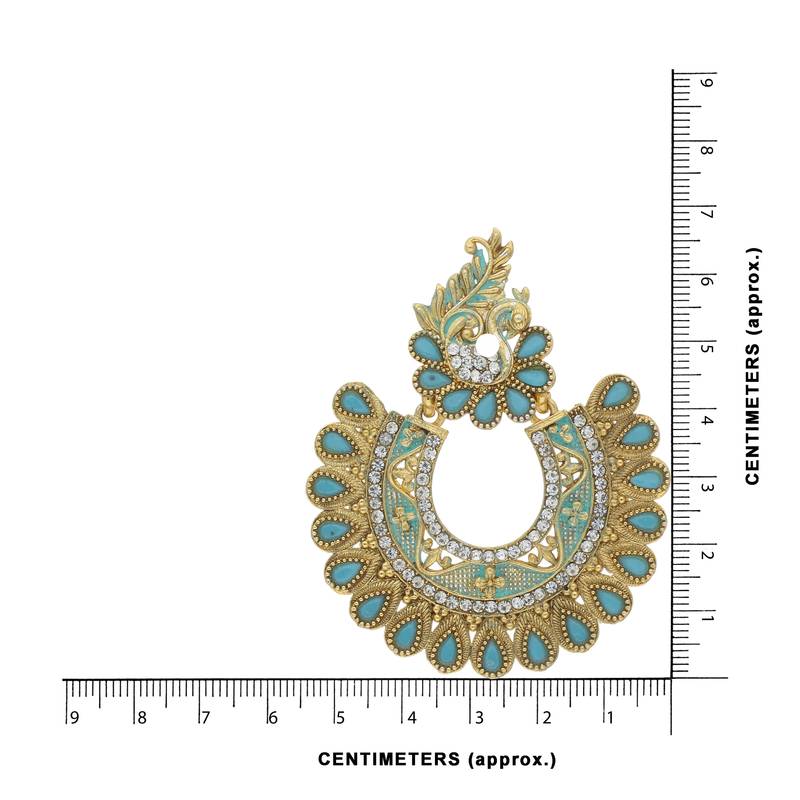 Traditional Gold Plated Meenakari & Stone Studded Chandbali Earrings For Women