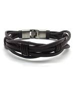 Brown Leather Bracelet Titanium Clasp With Stainless Steel Magnets Multi Strand Bracelet Men'S Jewellery