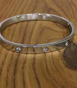 Pack Of 3 Set Silver Plated Steel Classical Diamond Kada Bracelet Alloy Punjabi Sikh Style Men'S Jewellery