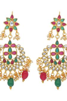 Traditional Gold Plated Kundan & Pearl Earrings For Women