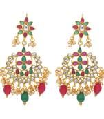 Traditional Gold Plated Kundan & Pearl Earrings For Women