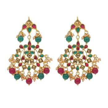 Traditional Gold Plated Pearl & Kundan Earrings For Women 1