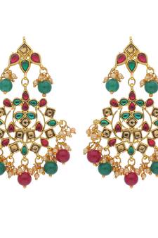 Traditional Gold Plated Pearl & Kundan Earrings For Women