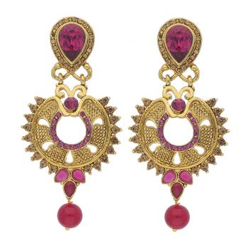 Traditional Gold Plated Stone Studded Chandbali Earrings For Women 1