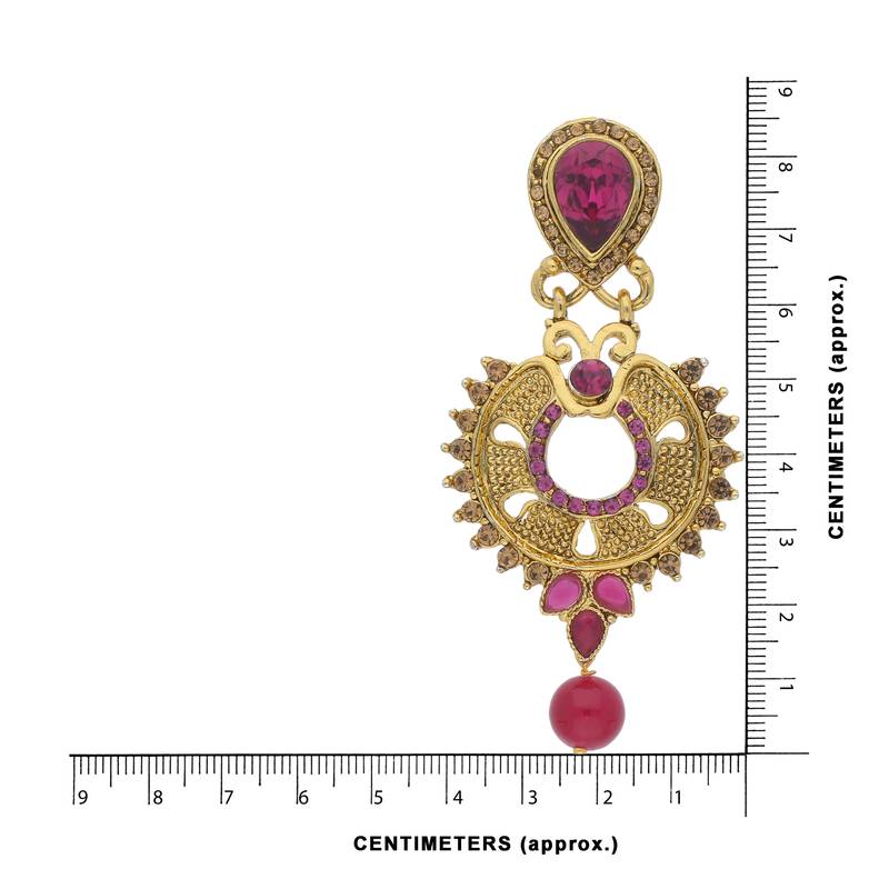 Traditional Gold Plated Stone Studded Chandbali Earrings For Women