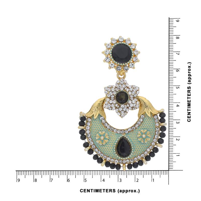 Traditional Gold Plated Meenakari & Stone Studded Chandbali Earrings For Women