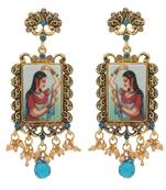 Multicolor Alloy Studded Mughal Artwork Earrings