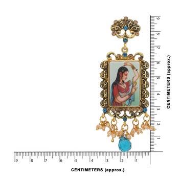 Multicolor Alloy Studded Mughal Artwork Earrings 3