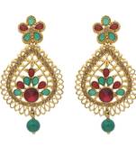 Traditional Gold Plated Stone Studded Earrings For Women