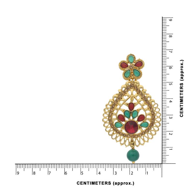 Traditional Gold Plated Stone Studded Earrings For Women