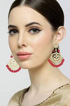 Traditional Gold Plated Kundan & Pearl Earrings For Women
